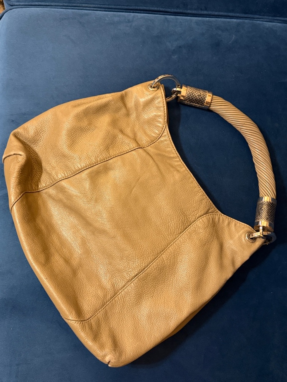 Michael Kors Leather Hobo Bag in Taupe with Snake Skin - Picture 2 of 9